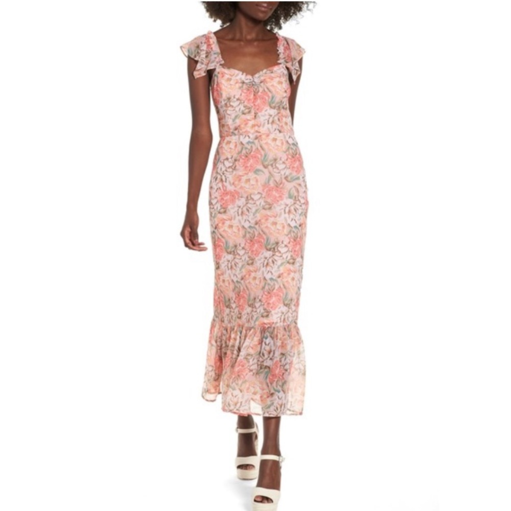 WAYF Valerie Blouson Midi Dress M & L